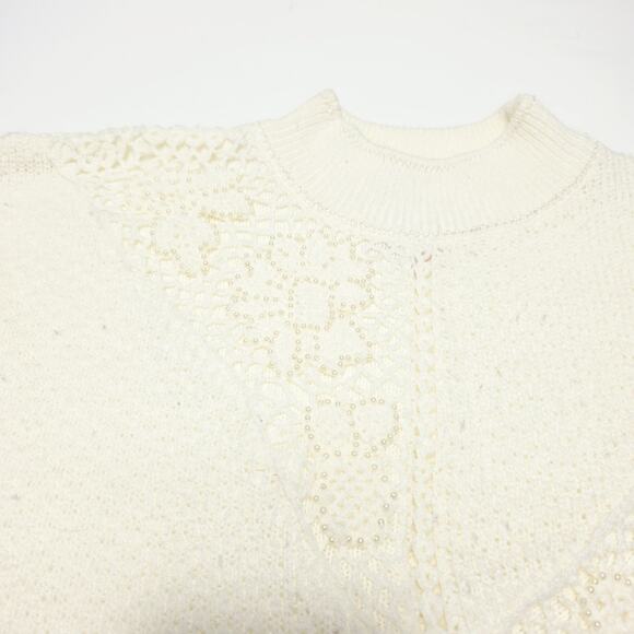 Vintage 80's Jaclyn Smith Women's Knitted Sweater Size Medium Beaded Design - Picture 4 of 8